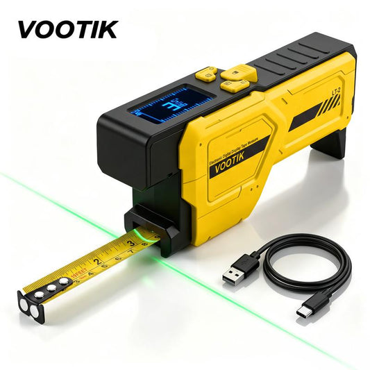 LaserLine Wireless Digital Tape Measure – 16.4ft Steel Tape + Laser Guide, LCD Display